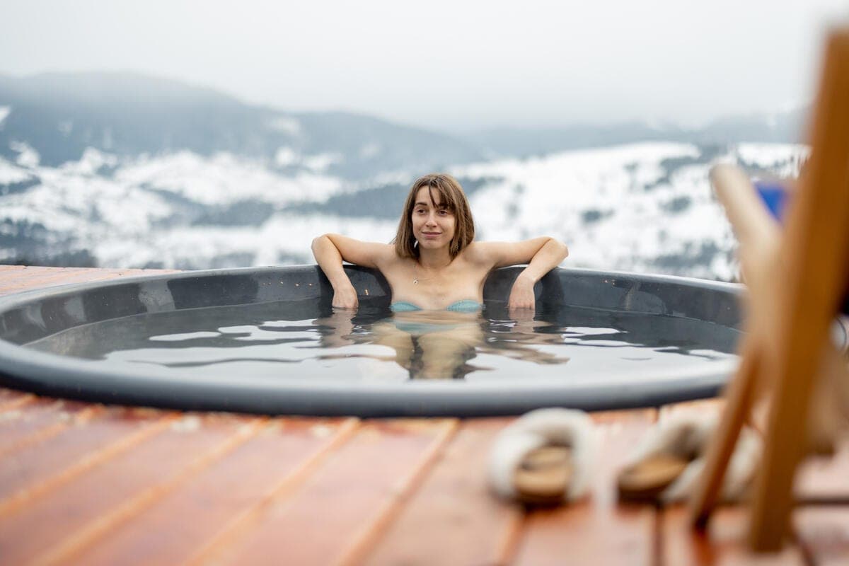 hot tub deck outdoors house home