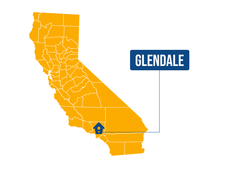 Glendale on the California map