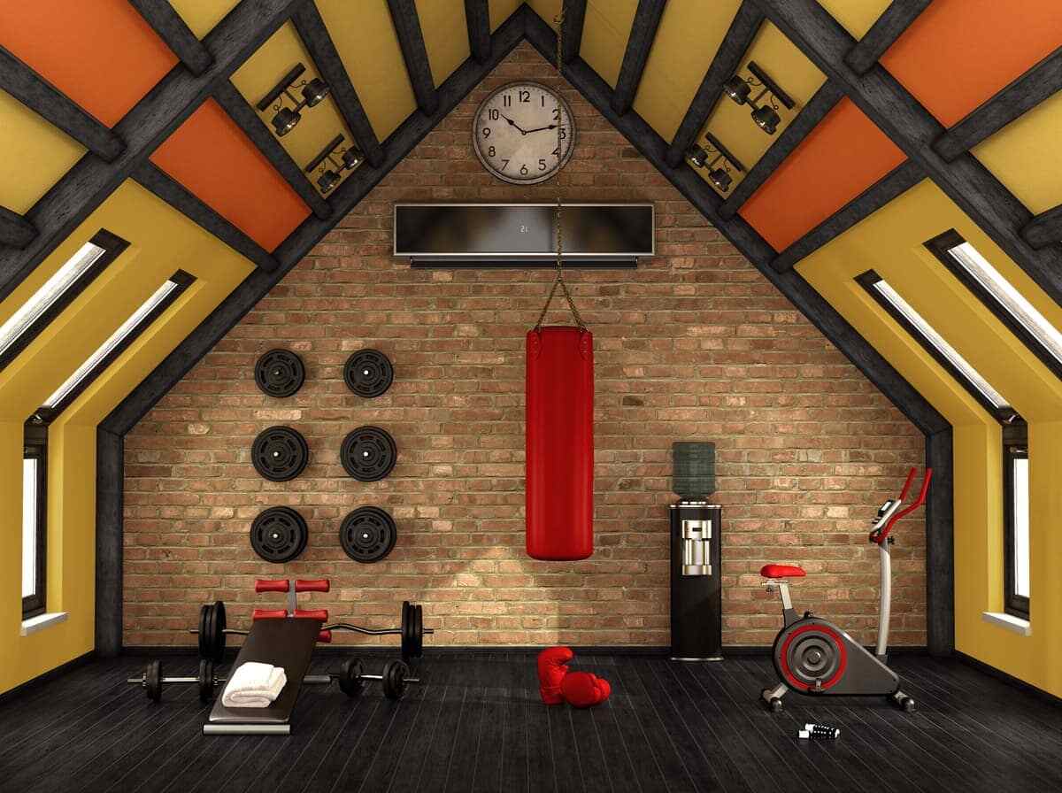 home gym idea in an attic
