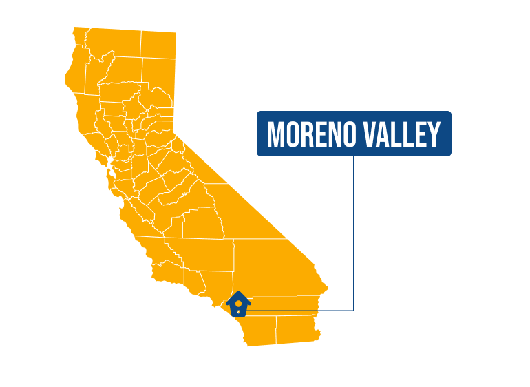 Moreno Valley on the California map