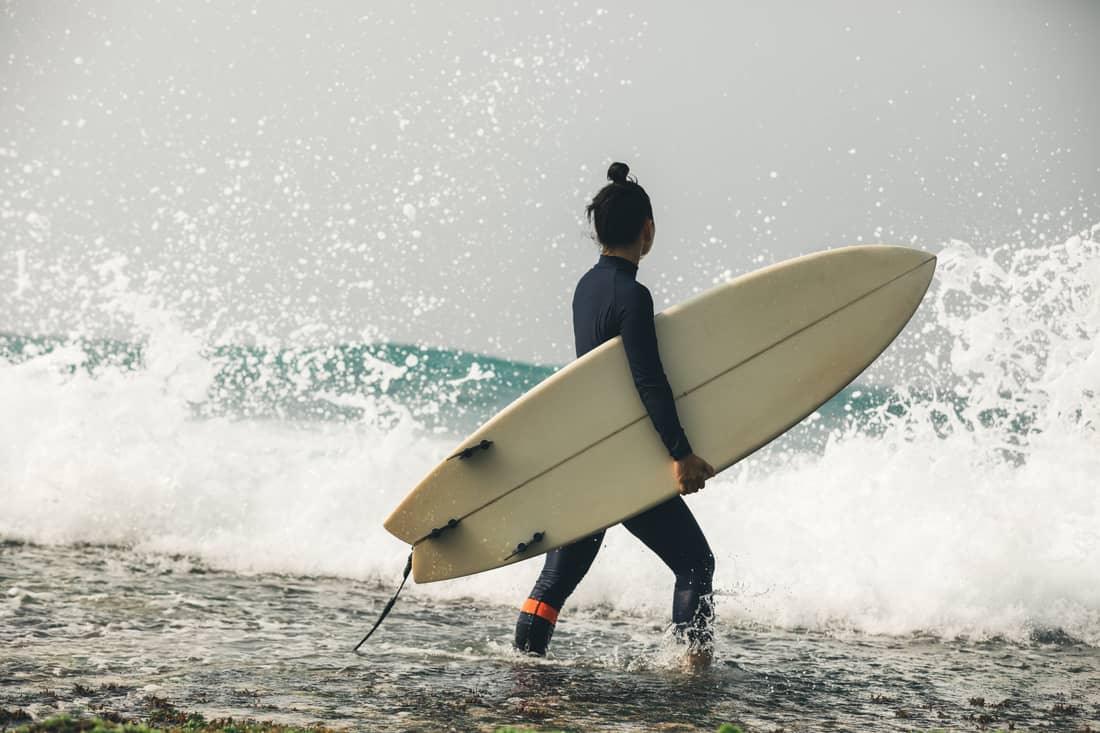 Woman Surfer With Surfboard Going to Surf