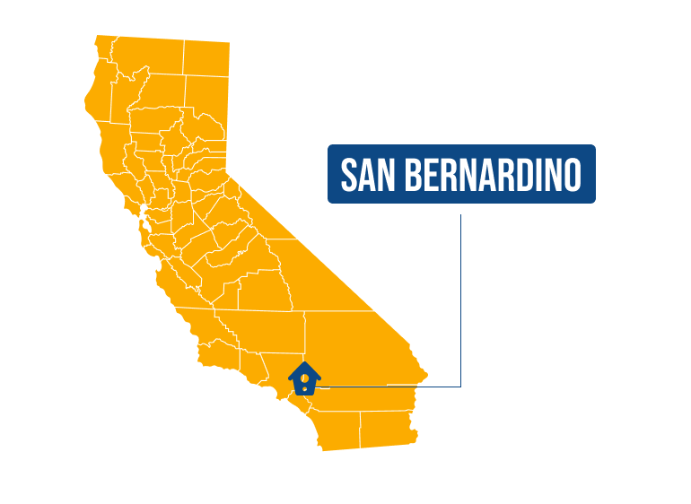 San Bernardino on the California map