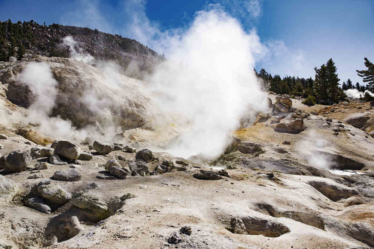 Smoke Emitting From Mountain at Lassen Volcanic National Park