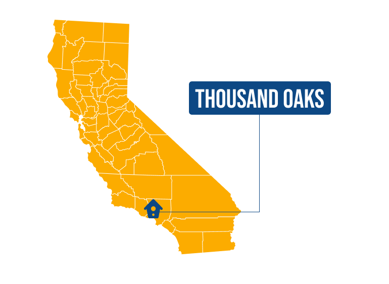Thousand Oaks on the California map